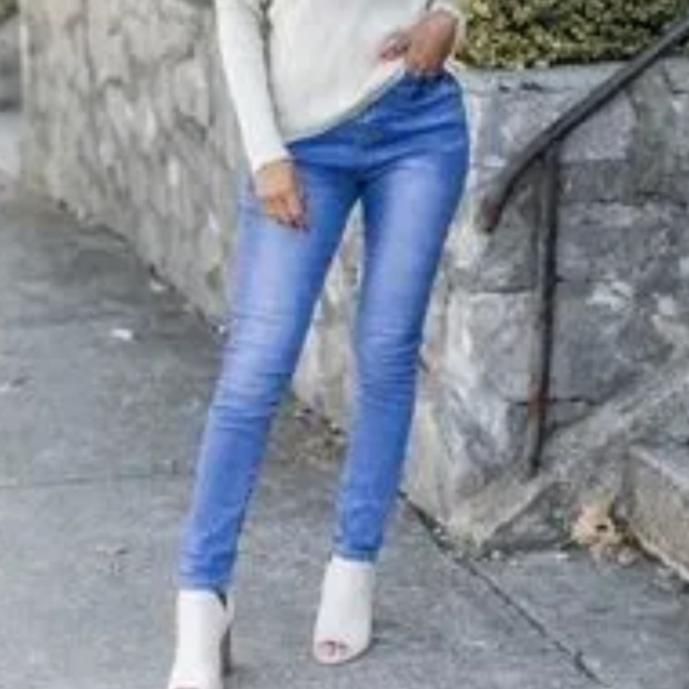 Pink Lily Blaire Medium Wash Ultra High Rise Skinny Jeans